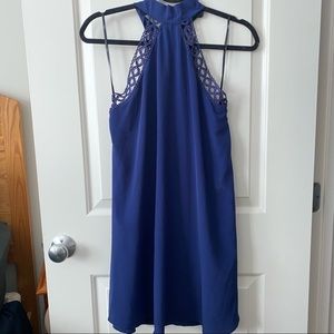 Navy Blue Halter Shift Dress